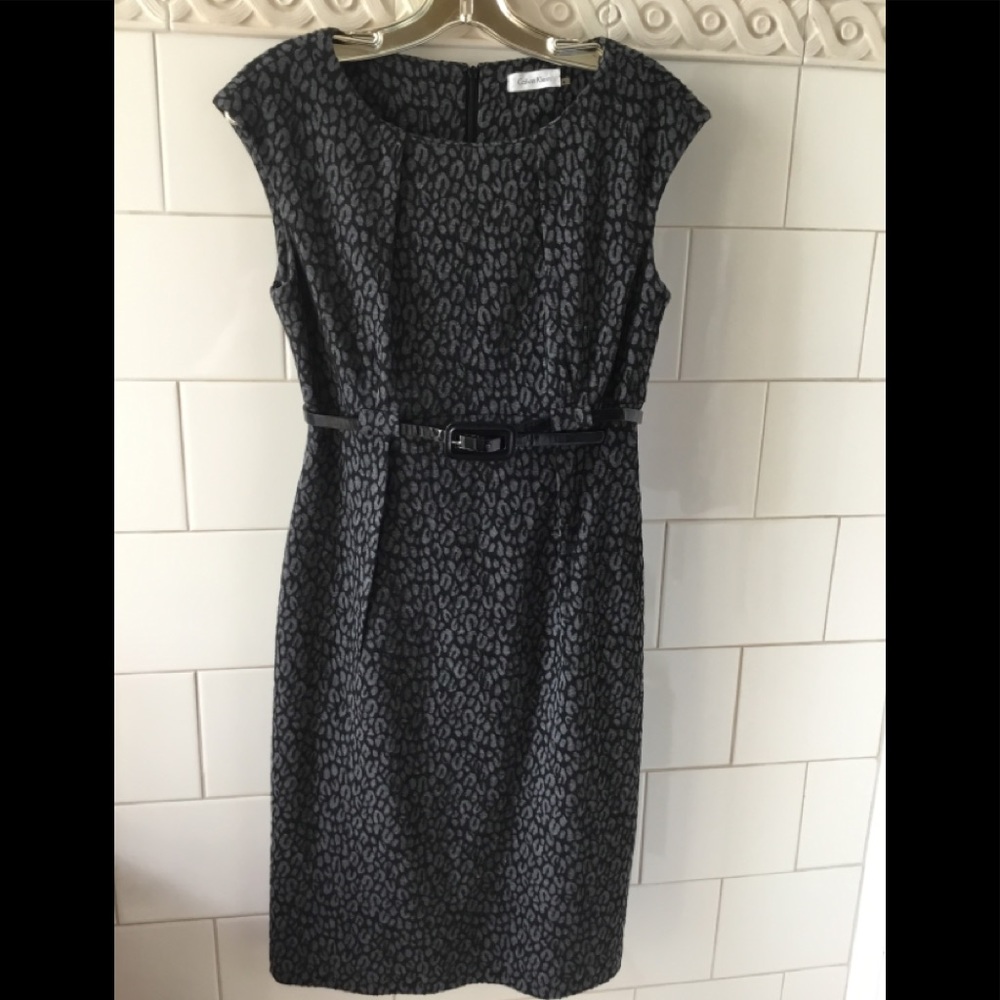 Calvin Klein Sleeveless Belted Leopard Dress 4